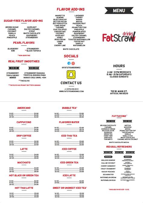 fat straw artesia nm menu  (575) 746-9494